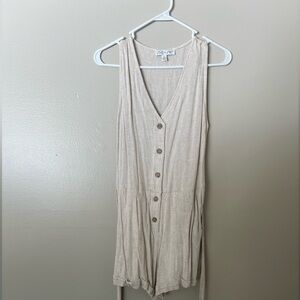 She + Sky Cream/Beige Sleeveless Romper
